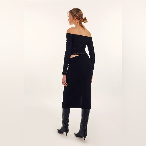 Free People Golden Hour Midi Skirt Black Size Medium - Picture 2 of 13